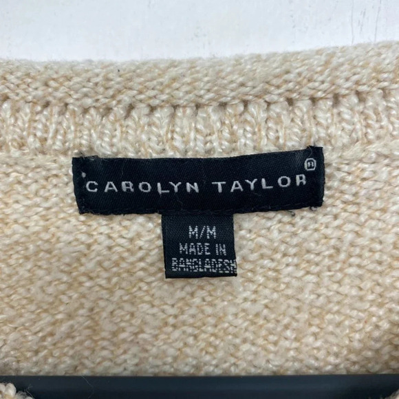 Carolyn Taylor Women's M Knit Sweater Cream Crew Neck Long Sleeve - Picture 3 of 6